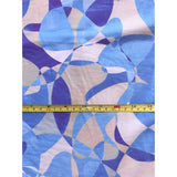 African Print, Stretch Cotton Satin Fabric- Blue, Purple, Taupe "Chiasoka" Per Yard
