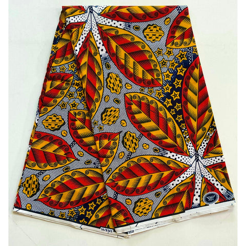 African Print Fabric/ Ankara - Orange, Marigold "Fall Pastiche," YARD or WHOLESALE