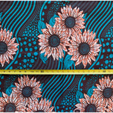 African Print Fabric/ Ankara - Blue, Pink, Brown 'Floral Bunches' Design, YARD or WHOLESALE
