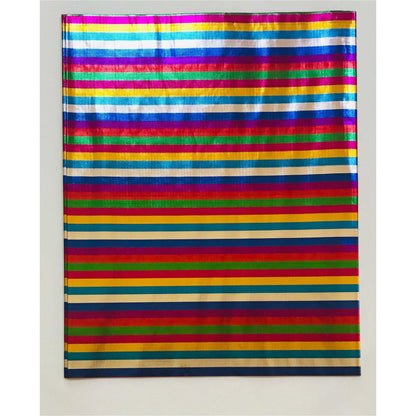 African Damask/ Metallic Jacquard/ Headtie, Gele Fabric - Silver, Red, Blue, Green, Purple ‘Rainbow Mini’, ~2 yards