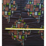 African Print Fabric/ Ankara - Shades of Brown, Green, Beige 'Kumasi Skyline' Design, YARD or WHOLESALE