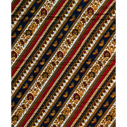 African Print Fabric/ Ankara - Red, Orange, Navy, White 'Essikado Slant’ Design, YARD or WHOLESALE