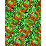 African Print Fabric/ Ankara - Orange, Green 'Nuhu,’ YARD or WHOLESALE