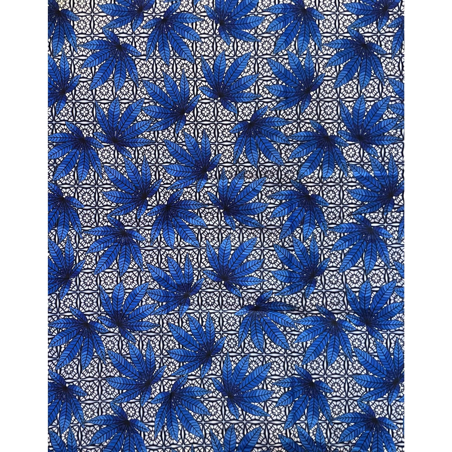 African Print Fabric/ Ankara - Blue, White 'Puff Peace' Design, YARD or WHOLESALE