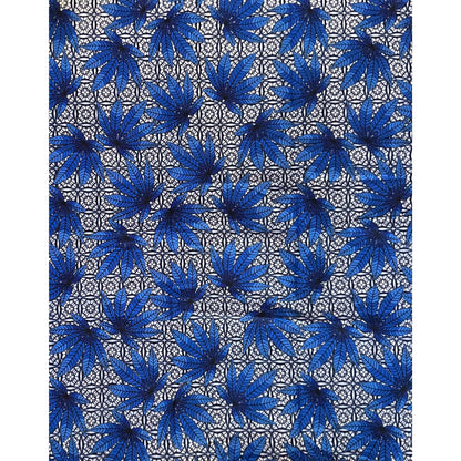 African Print Fabric/ Ankara - Blue, White 'Puff Peace' Design, YARD or WHOLESALE