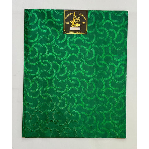 African Damask/ Metallic Jacquard/ Headtie, Gele Fabric - Green ‘Link Up’, ~2 yards