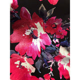 Scuba Knit Fabric, Black with Pink Foiled Flowers