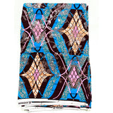 African Print Fabric/Sequined - Ankara: Blue, Pink, Orange ‘Queen Merneith', Yard or Wholesale