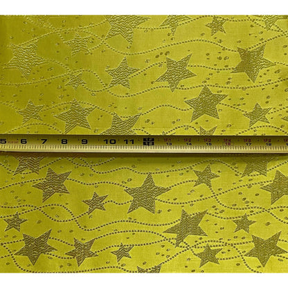 African Damask/ Metallic Jacquard/Headtie, Gele Fabric - Yellow ‘Celebrity’, ~2 yards