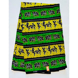 African Print Fabric/ Ankara - Green, Yellow, Black 'Yam Harvest', YARD or WHOLESALE