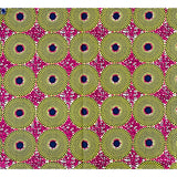 African Print Fabric/ Ankara - Magenta, Yellow, Navy 'Bullseye Mini' Design, YARD or WHOLESALE