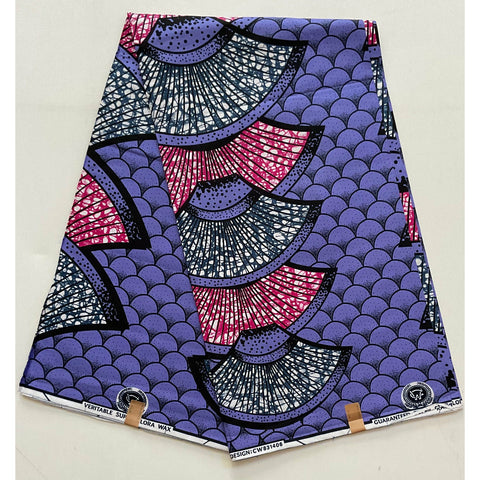 African Print Fabric/ Ankara - Purple, Pink, Gray “Out of My Shell”, YARD or WHOLESALE