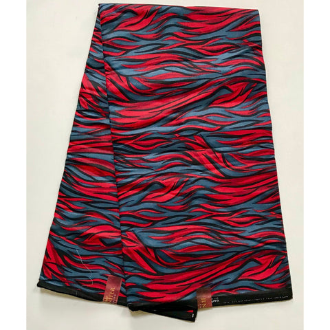 African Print Fabric/ Ankara - Red, Gray, Black 'Spirit of Life', YARD or WHOLESALE