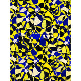 African Print, Elastic Knit Fabric - Yellow, Shades of Blue "Chiasoka", Per Yard