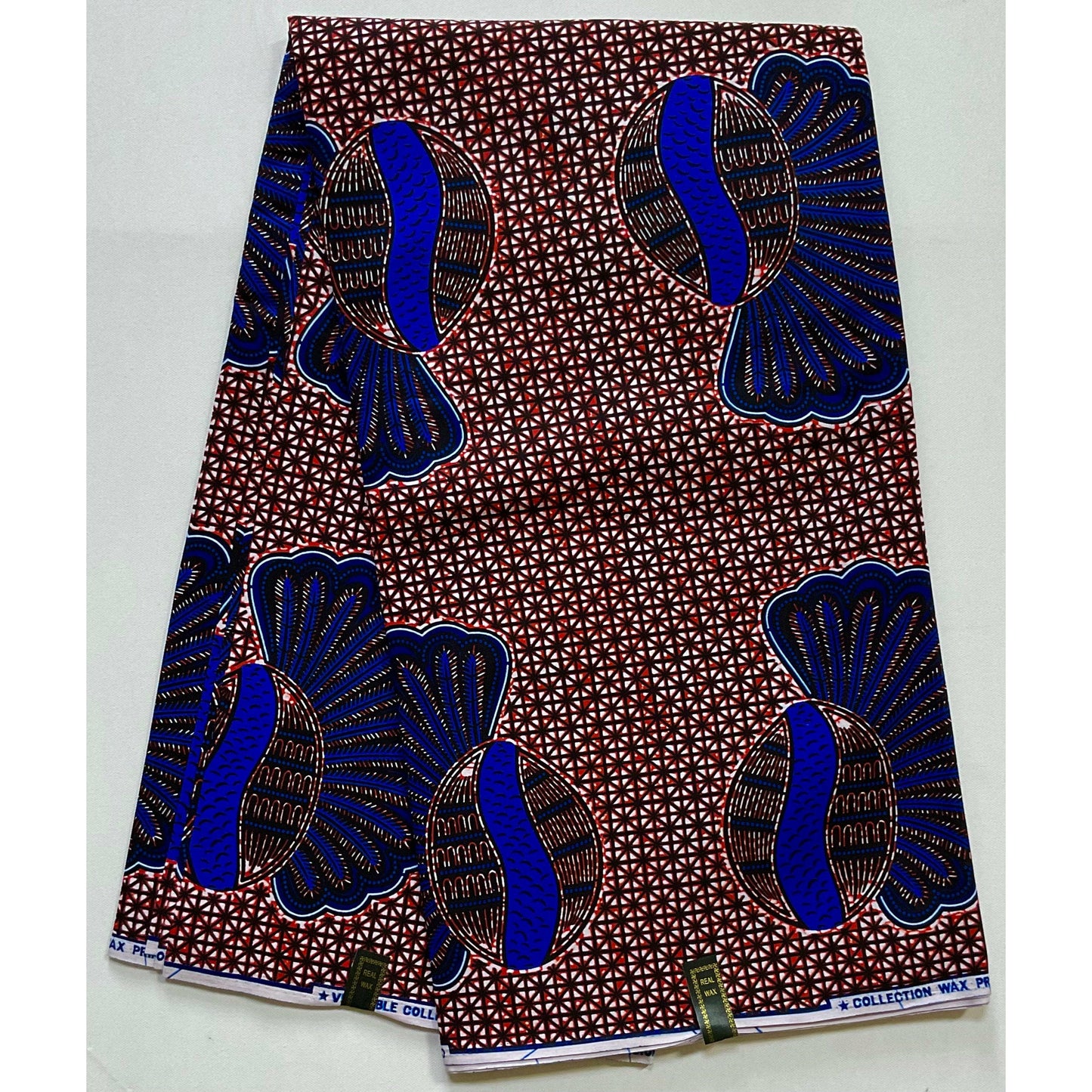 African Print Fabric/ Ankara - Blue, Brown "Chieftain", YARD or WHOLESALE