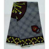 African Print Fabric/ Ankara - Navy, Brown, Yellow 'Key to My Heart' Design, YARD or WHOLESALE