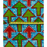 African Print Fabric/ Ankara - Blue, Brown, Green 'Only Up From Here', YARD or WHOLESALE