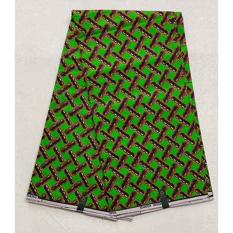 African Print Fabric/ Ankara - Green, Red, Marigold, Black 'Groundnuts” YARD or WHOLESALE