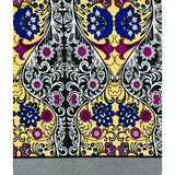 African Print Fabric/Ankara - Beige, Blue, Black, Purple 'Amboseli Arrangement’ Design, YARD or WHOLESALE