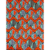 African Print Fabric/ Ankara - Orange, Turquoise, Blue 'Yasin' Design, YARD or WHOLESALE