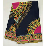 African Dashiki 3.0 Print Fabric/ Ankara - Navy & Pink, Per YARD, PANEL or WHOLESALE