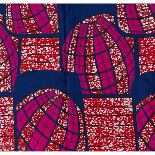 African Print Fabric/ Ankara - Blue, Brown, Pink 'Mintsa Global,’ YARD or WHOLESALE