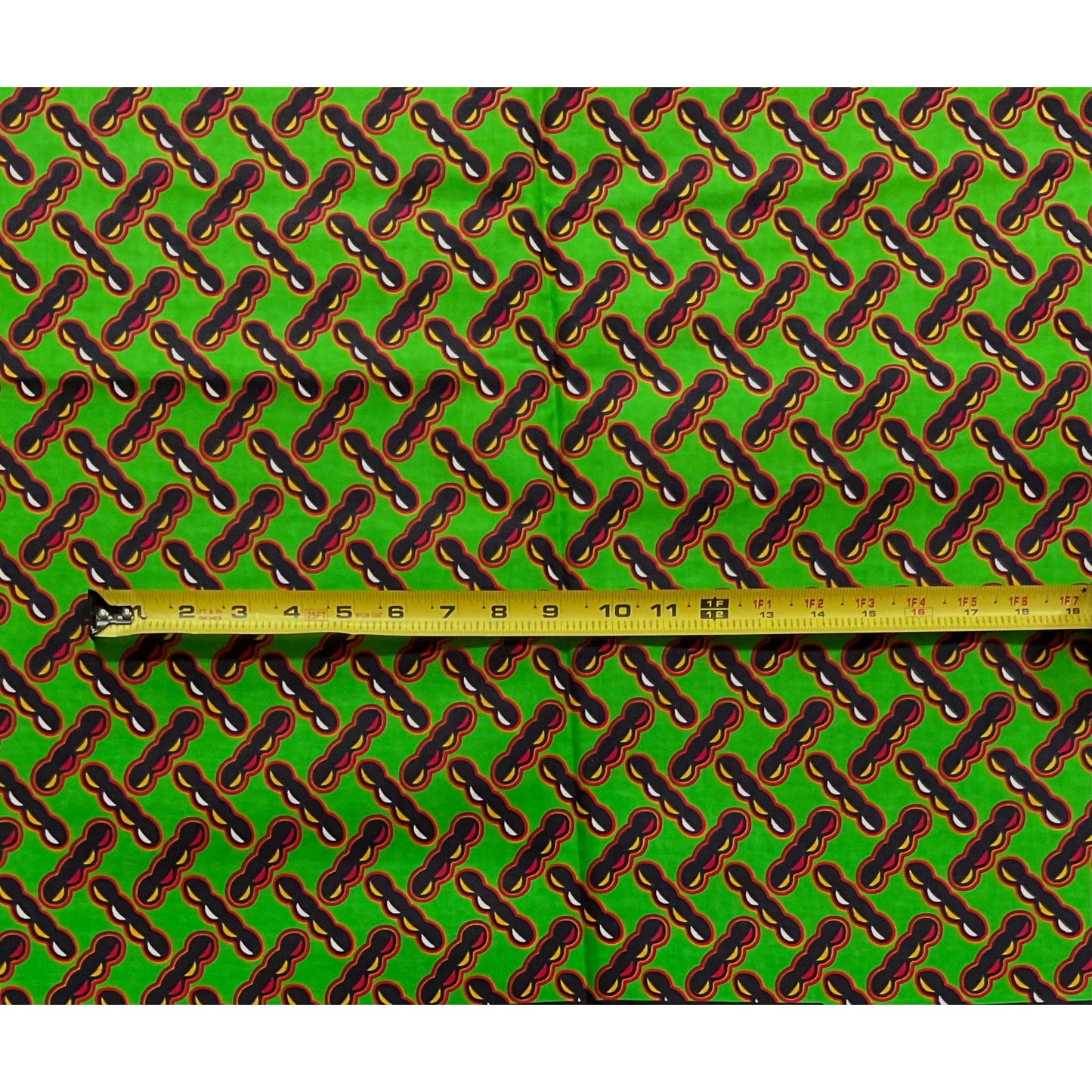 African Print Fabric/ Ankara - Green, Red, Marigold, Black 'Groundnuts” YARD or WHOLESALE