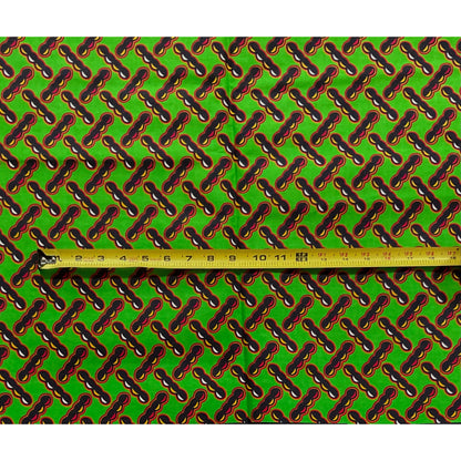 African Print Fabric/ Ankara - Green, Red, Marigold, Black 'Groundnuts” YARD or WHOLESALE