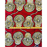 African Print Fabric/ Ankara - Red, Chartreuse, Brown ‘Mansa' Design, YARD or WHOLESALE