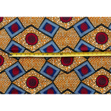 African Print Fabric/ Ankara - Orange, Red, Navy "Syra," YARD or WHOLESALE