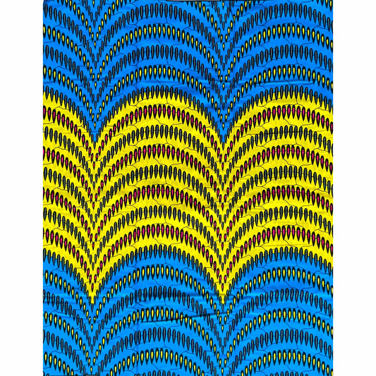 African Print Fabric/ Ankara - Yellow, Blue, Pink "T’Challah’s Necklace," YARD or WHOLESALE