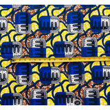 African Print Fabric/ Ankara - Blue, Brown, Yellow, White 'Gnepo'