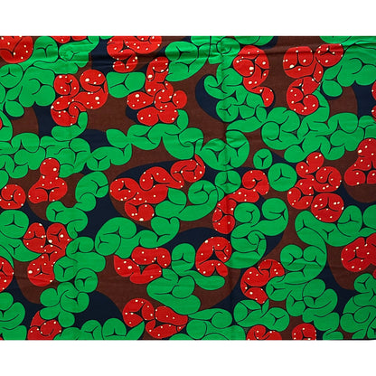 African Print Fabric/ Ankara - Brown, Green, Navy 'Knotted Compaore', YARD or WHOLESALE