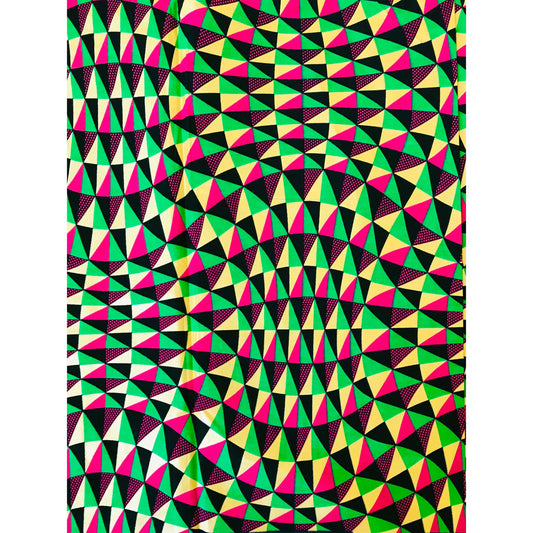 African Print Fabric/ Ankara - Pink, Green, Black, Shimmering Gold 'Chimama' Design, YARD or WHOLESALE