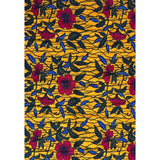 African Print Fabric/ Ankara - Marigold, Red, Blue 'Summer Garden' YARD or WHOLESALE