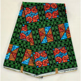 African Print Fabric/ Ankara - Green, Blue, Orange, Brown 'Have a Peek' YARD or WHOLESALE