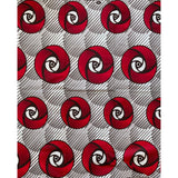 African Print Fabric/Ankara - Red, White, Brown 'Peppermint Patty' Design, YARD or WHOLESALE