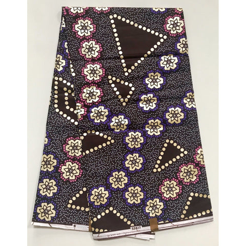 African Print Fabric/ Ankara - Purple, Pink, Brown, Shimmering Gold 'O ...