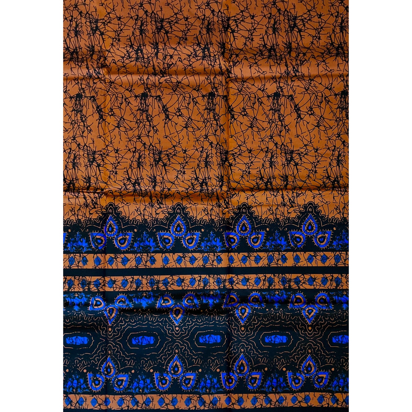 African Print Fabric/ Ankara - Brown, Blue, Black 'Amba', YARD or WHOLESALE