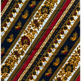 African Print Fabric/ Ankara - Red, Orange, Navy, White 'Essikado Slant’ Design, YARD or WHOLESALE