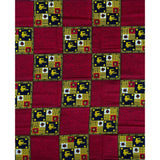 African Print Fabric/Ankara - Red, Yellow, Navy 'Riddle of Wa' Design, YARD or WHOLESALE