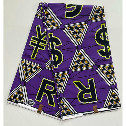 African Print Fabric/ Ankara - Purple, Brown, Green 'Forex Babe' Design, YARD or WHOLESALE