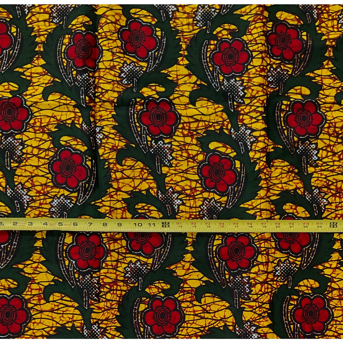 African Print Fabric/ Ankara - Yellow, Red, Green 'Hawa' YARD or WHOLESALE