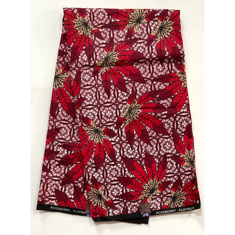 African Print Fabric/ Ankara - Red, Brown 'Puff Peace' Design, YARD or WHOLESALE
