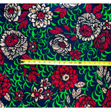 African Print Fabric/ Ankara - Navy, Pink, Red, Green 'Amira Flourish' Design, YARD or WHOLESALE