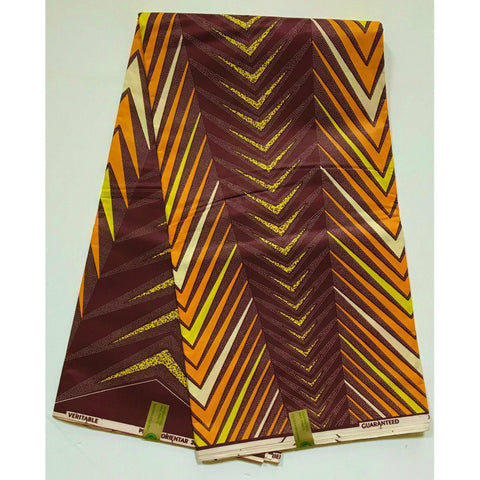 African Print Fabric/ Ankara - Brown, Orange, Yellow “Jarawa”, Per Yard or Wholesale