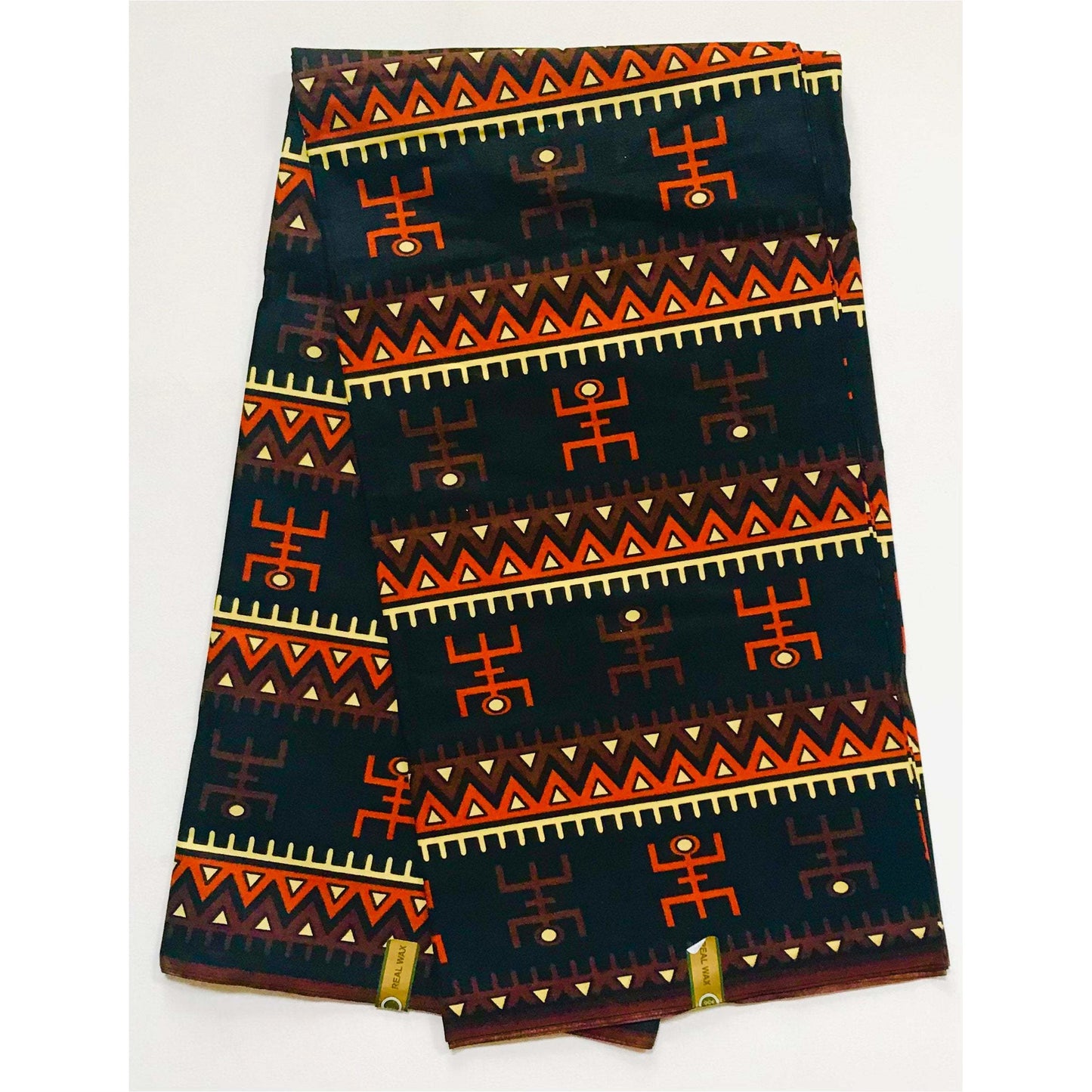 African Print Fabric/ Ankara - Black, Sienna, Brown 'Jabulani', YARD or WHOLESALE