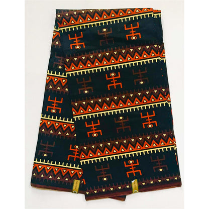 African Print Fabric/ Ankara - Black, Sienna, Brown 'Jabulani', YARD or WHOLESALE