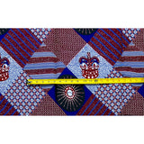 African Print Fabric/ Ankara - Brown, Blue, White, “Scatta”, Per Yard or Wholesale