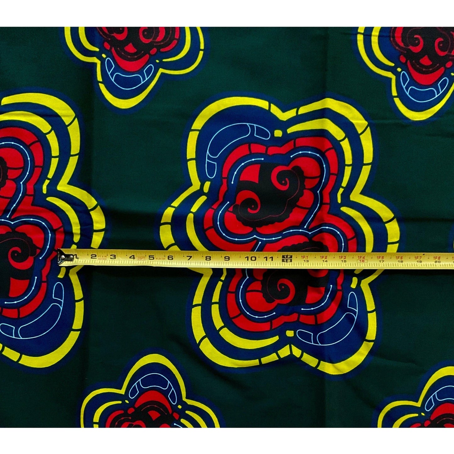 African Print Fabric/ Ankara - Dark Green, Red, Yellow 'Jiani Bold' YARD or WHOLESALE